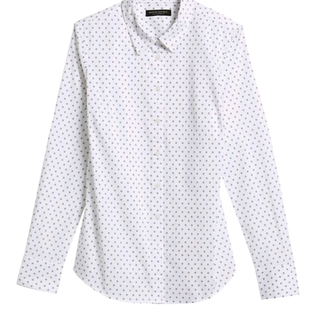 Tailored polkadot white dress shirt Banana Republi